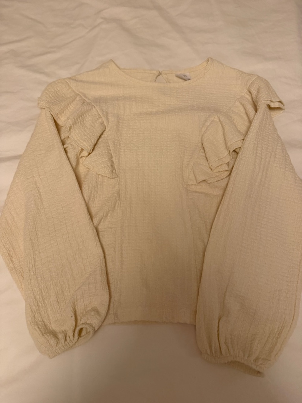Zara Cream Ruffle Long-Sleeve Top